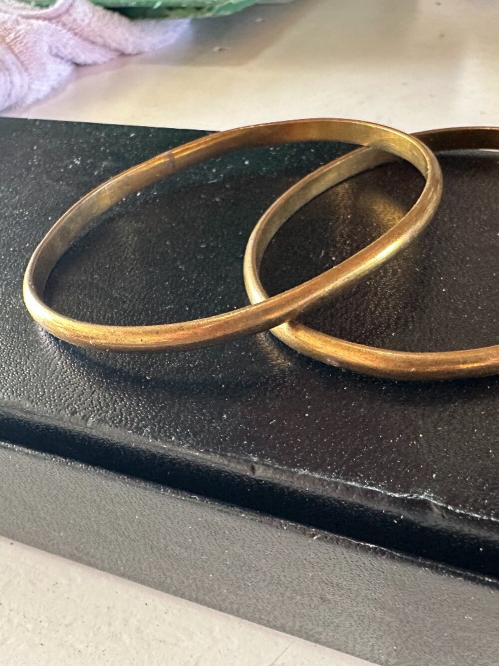 Two Delicate Brass Bracelets